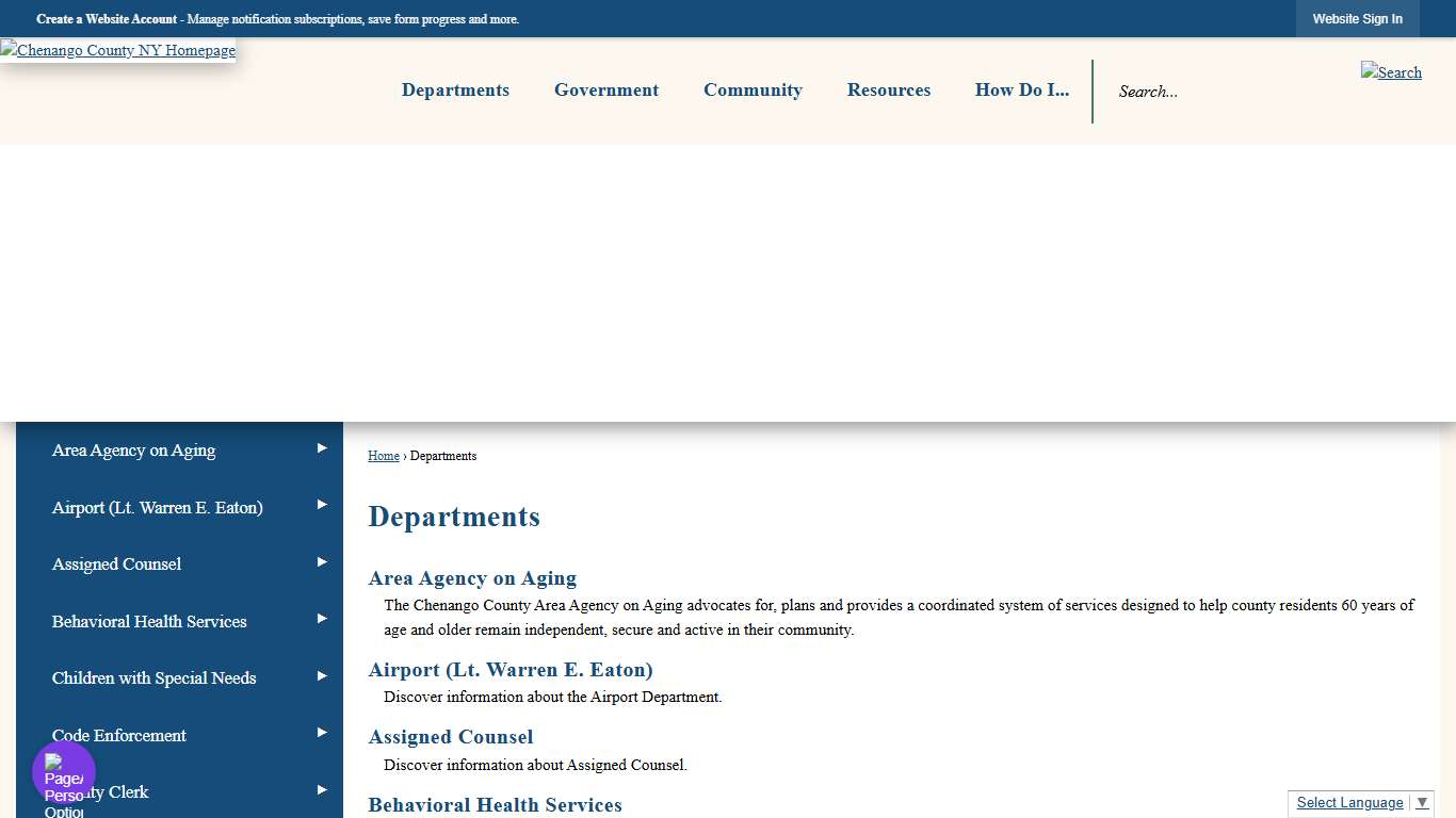 Departments | Chenango County, NY